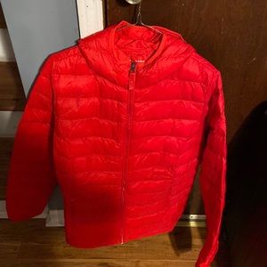 Women’s red puffer jacket